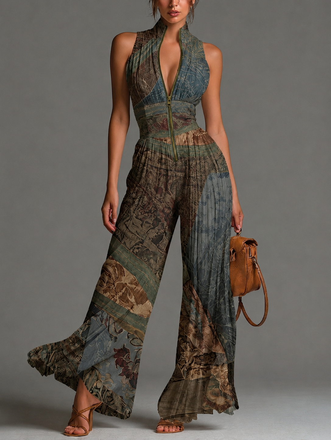 Moxley™ Jane │ Women's V-Neck Sleeveless Wide Leg Chiffon Jumpsuit