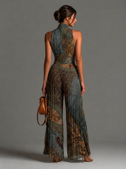 Moxley™ Jane │ Women's V-Neck Sleeveless Wide Leg Chiffon Jumpsuit