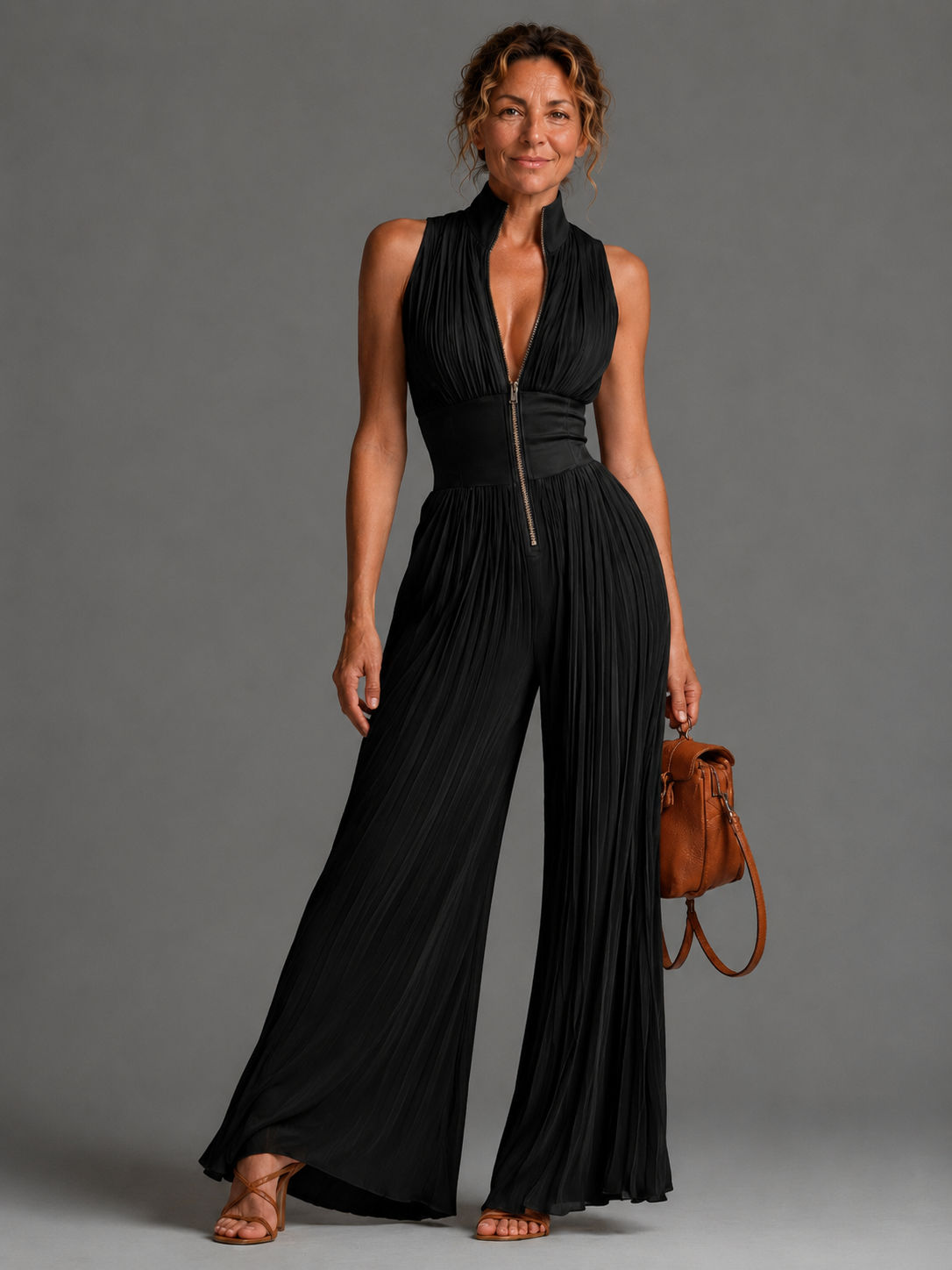 Moxley™ Jane │ Women's V-Neck Sleeveless Wide Leg Chiffon Jumpsuit