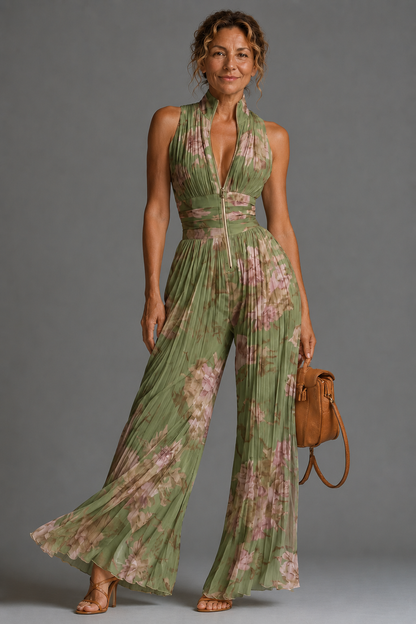 Moxley™ Jane │ Women's V-Neck Sleeveless Wide Leg Chiffon Jumpsuit
