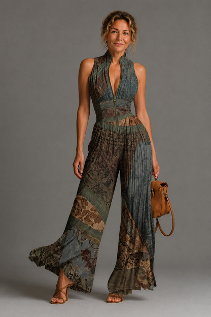 Moxley™ Jane │ Women's V-Neck Sleeveless Wide Leg Chiffon Jumpsuit