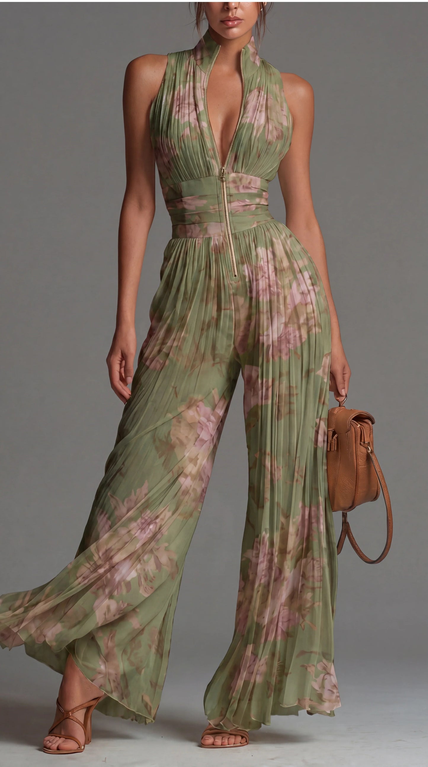 Moxley™ Jane │ Women's V-Neck Sleeveless Wide Leg Chiffon Jumpsuit