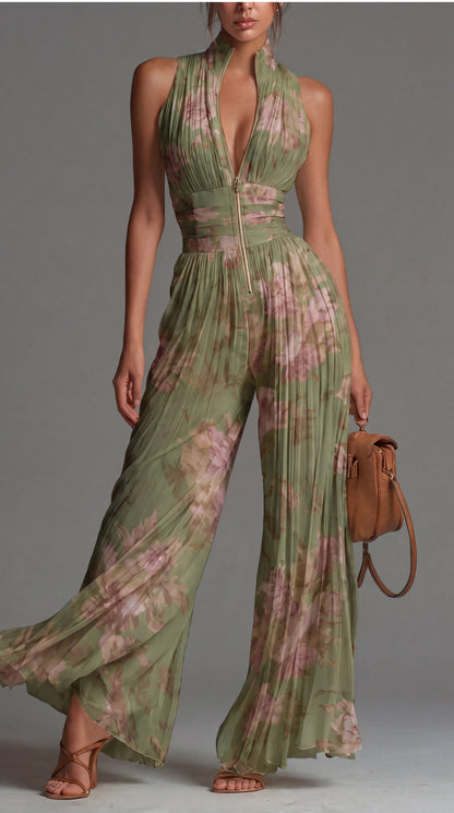 Moxley™ Jane │ Women's V-Neck Sleeveless Wide Leg Chiffon Jumpsuit