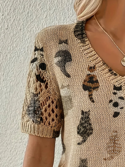 Moxley™ | Feline Cat Charm Knit Jacquard Jumper