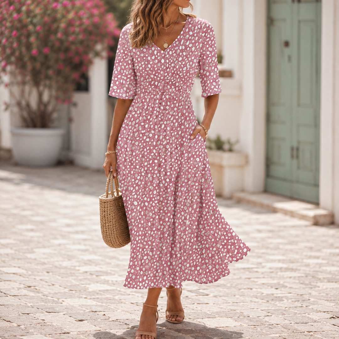 Moxley™ Belinda | Elegant Midi Dress with Tummy Concealing Design