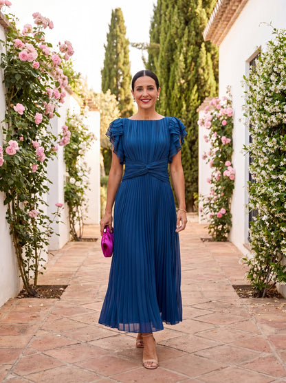 Seraphina | Elegant Pleated Maxi Dress with Knotted Waist