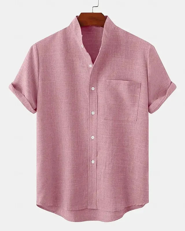 Moxley™ James | Lightweight Linen & Silk Blend Shirt with Mandarin Collar