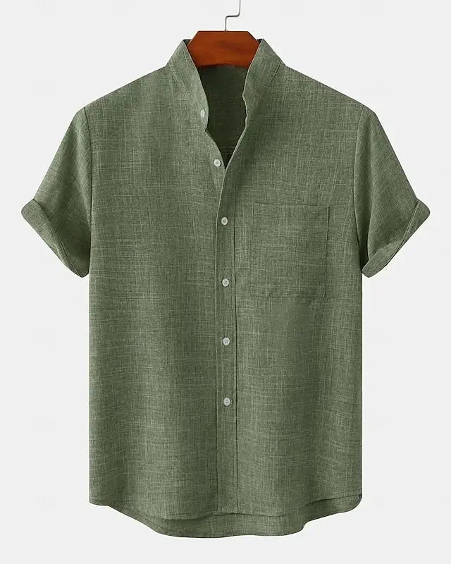 Moxley™ James | Lightweight Linen & Silk Blend Shirt with Mandarin Collar