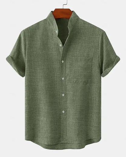 Moxley™ James | Lightweight Linen & Silk Blend Shirt with Mandarin Collar