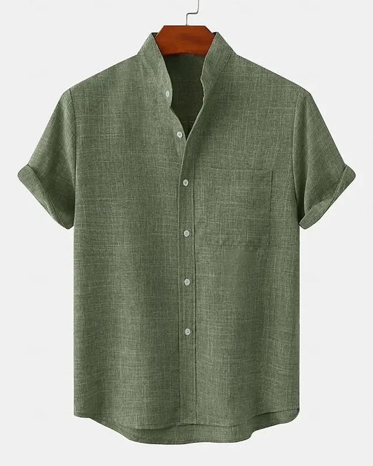 Moxley™ James | Lightweight Linen & Silk Blend Shirt with Mandarin Collar