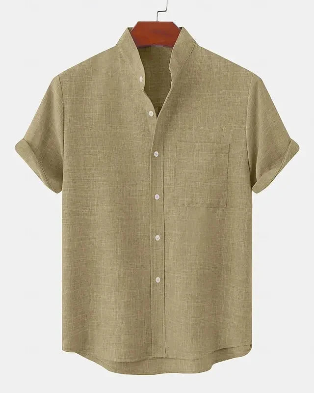 Moxley™ James | Lightweight Linen & Silk Blend Shirt with Mandarin Collar