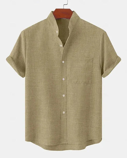 Moxley™ James | Lightweight Linen & Silk Blend Shirt with Mandarin Collar