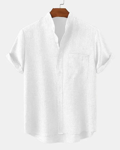 Moxley™ James | Lightweight Linen & Silk Blend Shirt with Mandarin Collar