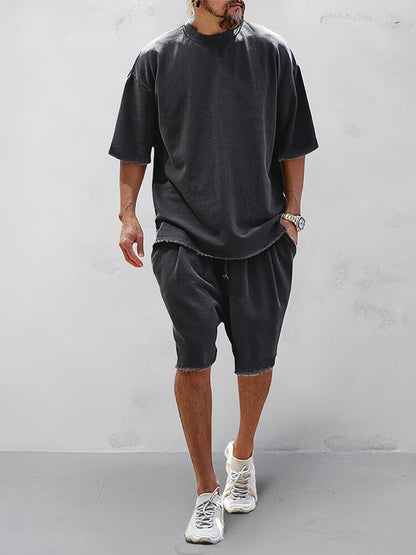 MOXLEY - Casual Loose Fit Solid Sports Sets