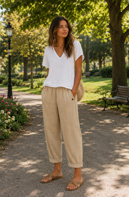 Moxley™ Maya | Coastal Linen-blend Trousers