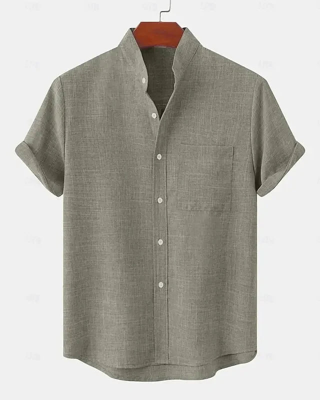 Moxley™ James | Lightweight Linen & Silk Blend Shirt with Mandarin Collar
