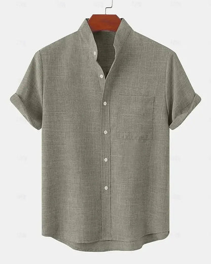 Moxley™ James | Lightweight Linen & Silk Blend Shirt with Mandarin Collar