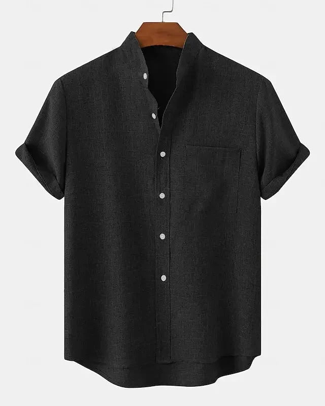 Moxley™ James | Lightweight Linen & Silk Blend Shirt with Mandarin Collar