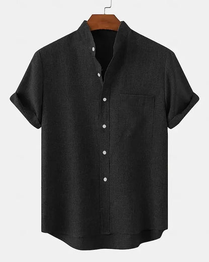 Moxley™ James | Lightweight Linen & Silk Blend Shirt with Mandarin Collar