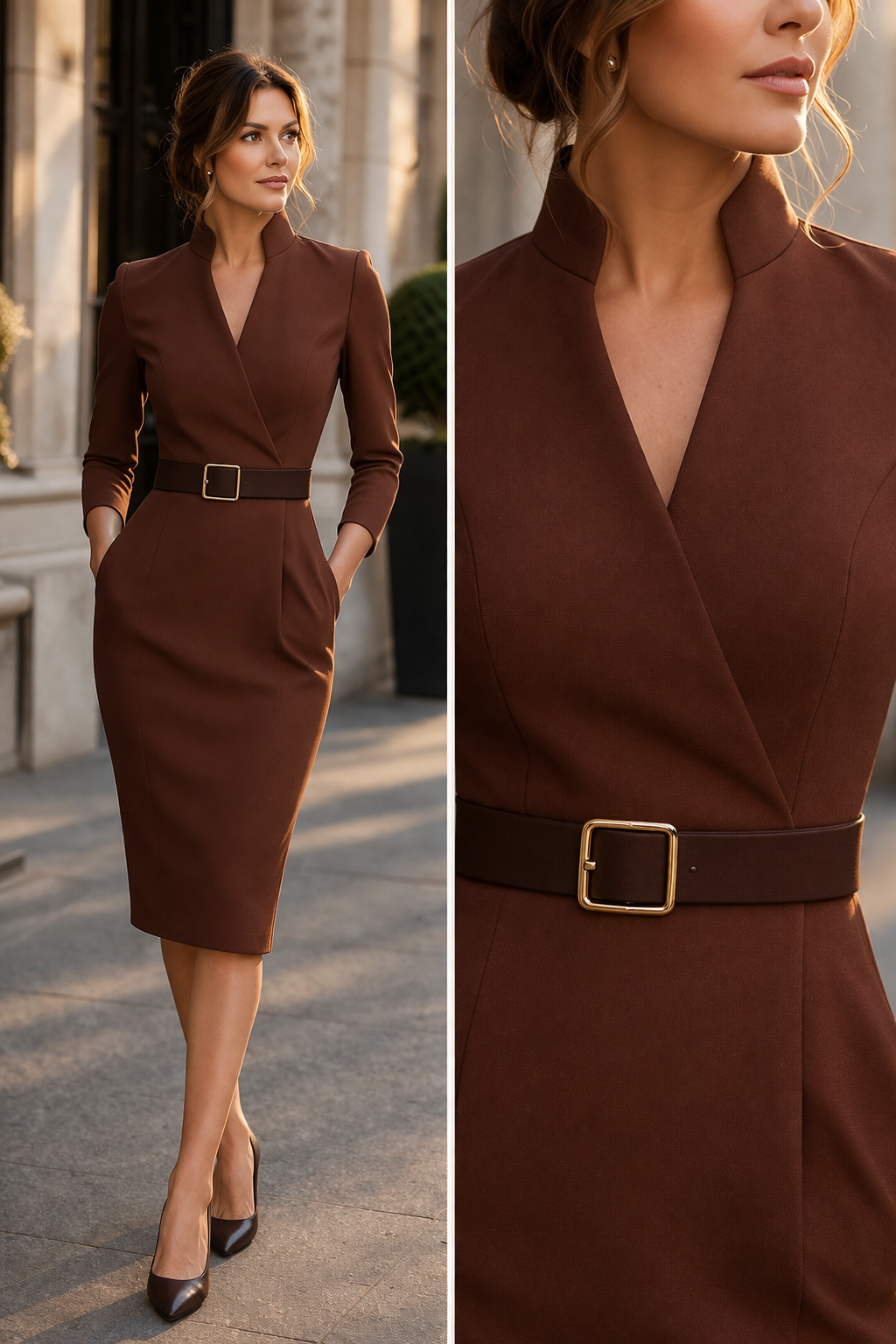 Moxley™ Class & Elegance | Refined Belted Sheeth Dress