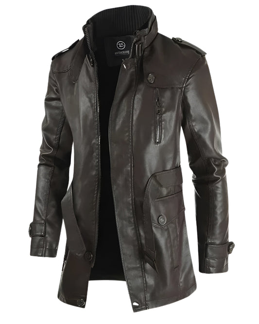 Moxley™ | Exquisite Long Leather Overcoat for Men