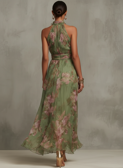 Livia | Elegant Floral Maxi Halter Dress