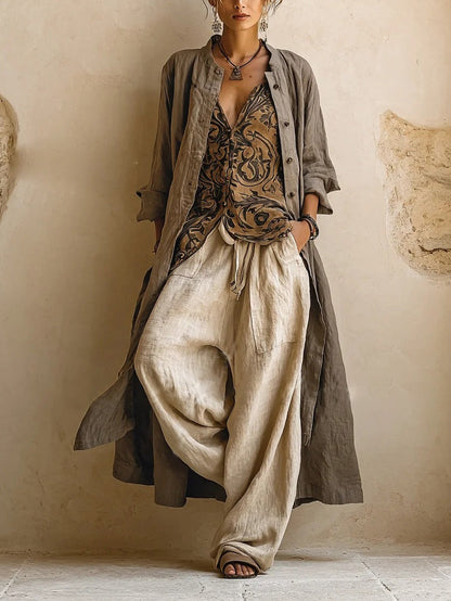 MOXLEY™ - SIGNATURE TAILORED THREE-PIECE SUMMER LINEN SET FOR WOMEN