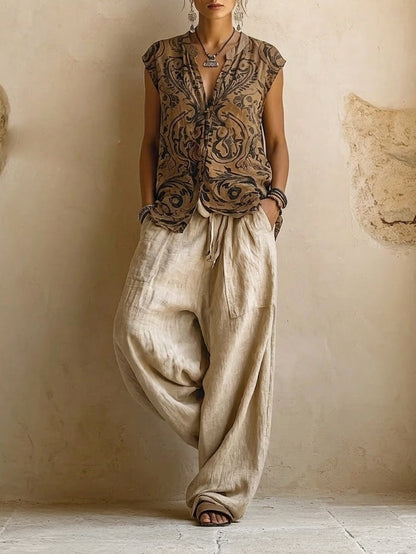 MOXLEY™ - SIGNATURE TAILORED THREE-PIECE SUMMER LINEN SET FOR WOMEN