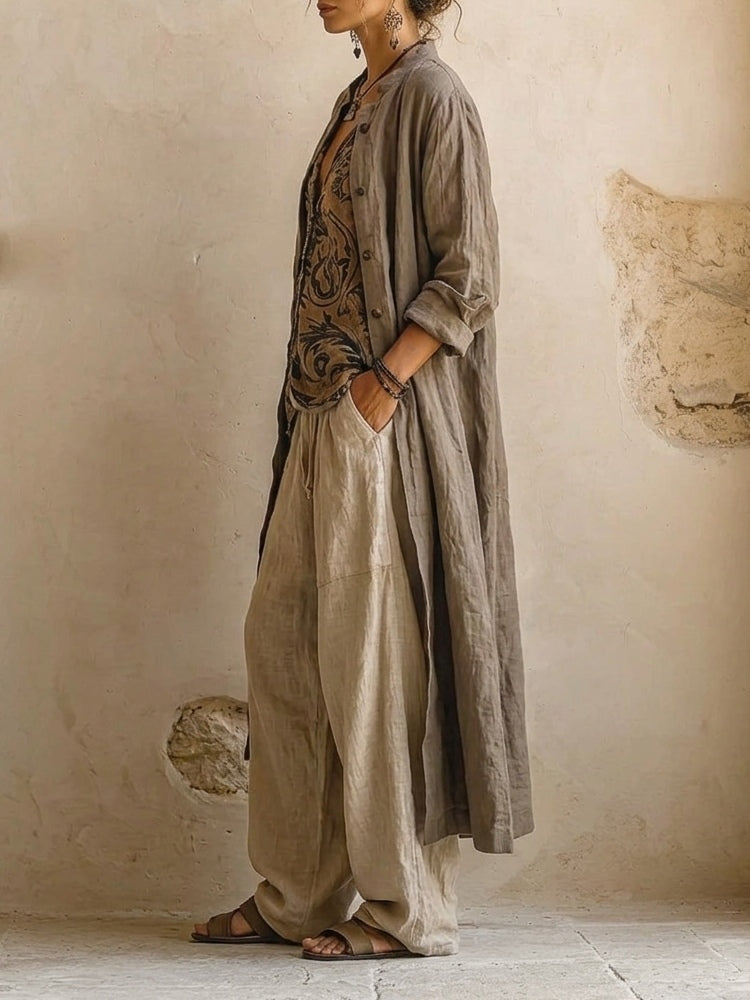 MOXLEY™ - SIGNATURE TAILORED THREE-PIECE SUMMER LINEN SET FOR WOMEN