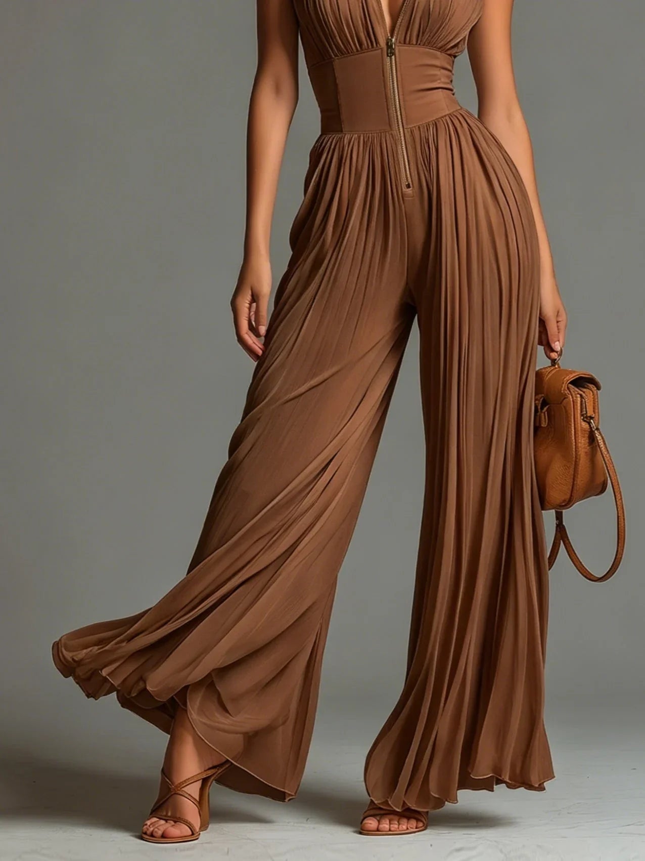Moxley™ Jane │ Women's V-Neck Sleeveless Wide Leg Chiffon Jumpsuit