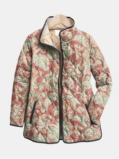 Moxley™ Luxe Quilted Damas Jacket in Terracotta Pauline