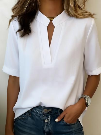 Margaux | Margaux Gold-Bar V-Neck Blouse