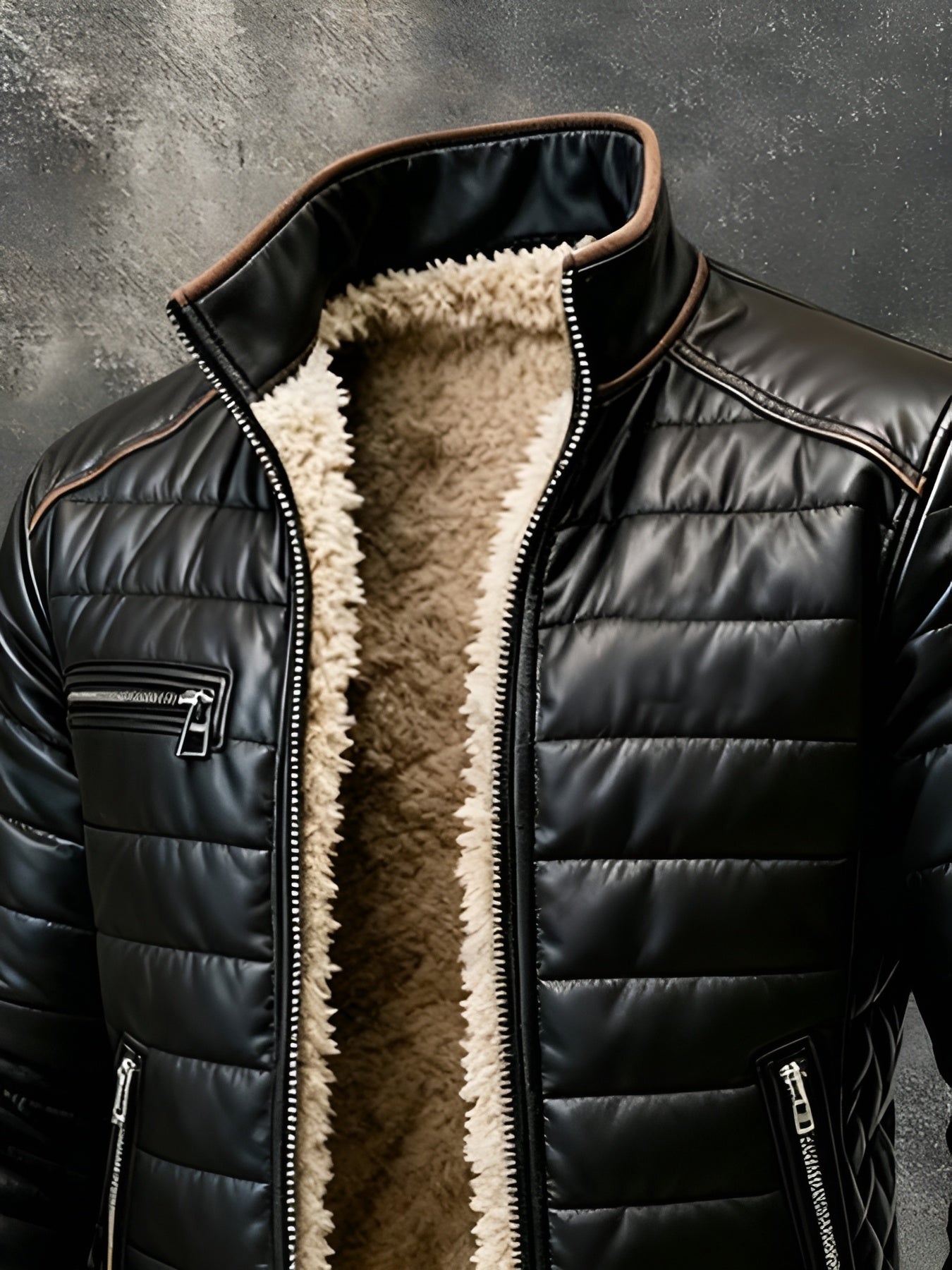 Moxley™ Valero Lyon | Luxe Black Quilted Jacket with Exquisite Sherpa Lining