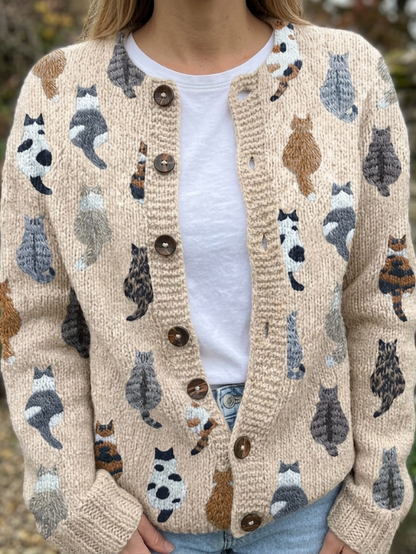 Moxley® | The Feline Motif Knit Cardigan