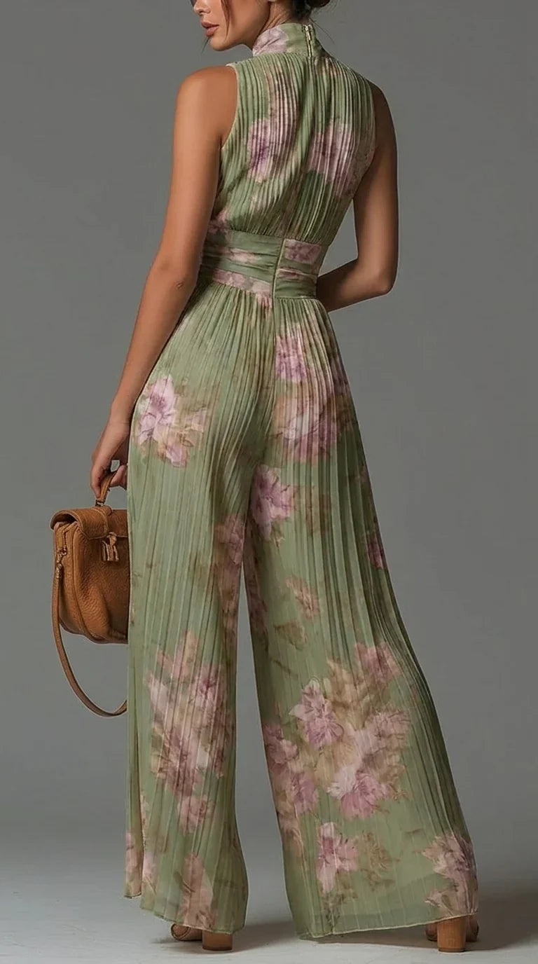 Moxley™ Jane │ Women's V-Neck Sleeveless Wide Leg Chiffon Jumpsuit