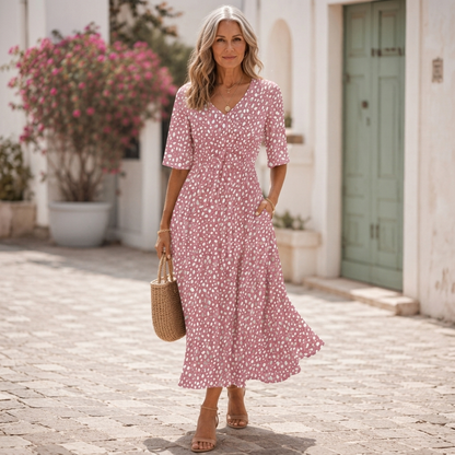 Moxley™ Belinda | Elegant Midi Dress with Tummy Concealing Design