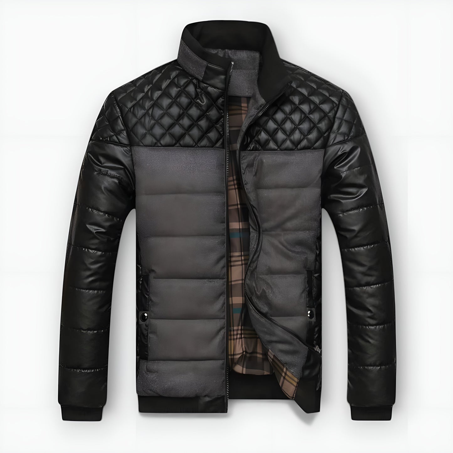 Moxley™ | Luxe Bicolour Quilted Leather and Fabric Jacket