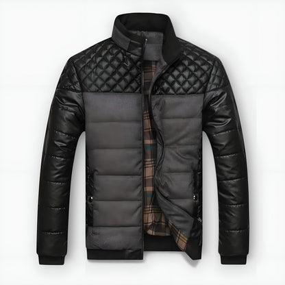 Moxley™ | Luxe Bicolour Quilted Leather and Fabric Jacket
