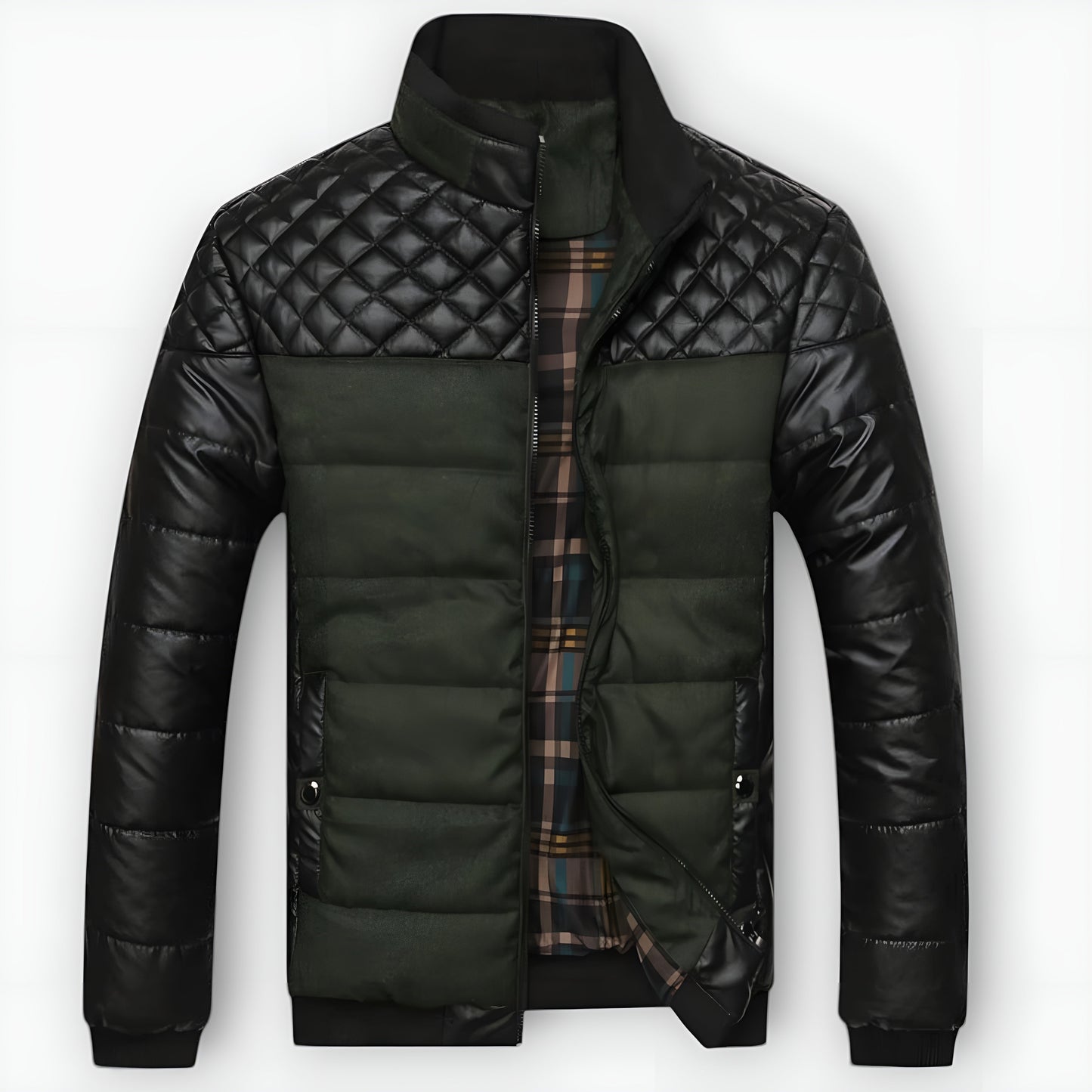 Moxley™ | Luxe Bicolour Quilted Leather and Fabric Jacket