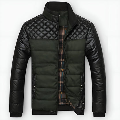 Moxley™ | Luxe Bicolour Quilted Leather and Fabric Jacket
