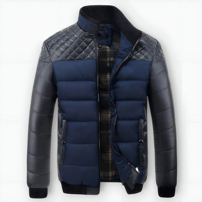 Moxley™ | Luxe Bicolour Quilted Leather and Fabric Jacket