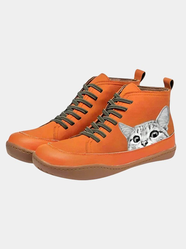Moxley Lorna™ | Leather Ankle Boots with a Feline Style