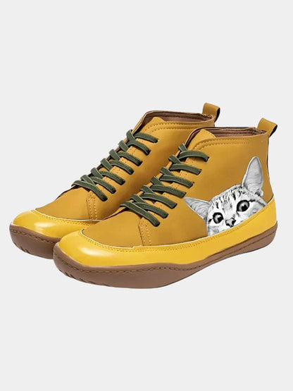 Moxley Lorna™ | Leather Ankle Boots with a Feline Style