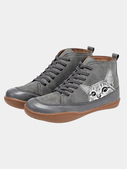 Moxley Lorna™ | Leather Ankle Boots with a Feline Style