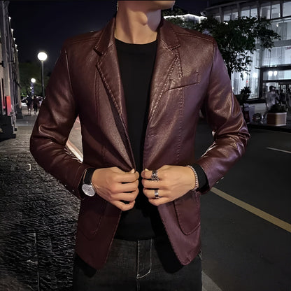Moxley™ | Luxe Leather Blazer for Business Casual Elegance