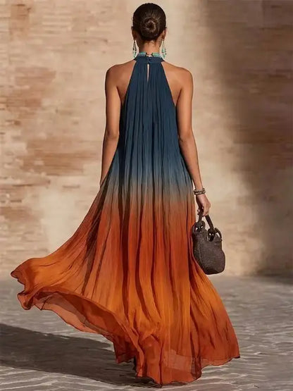 Moxley™ Paula | Halter/V-neck ombre maxi dress