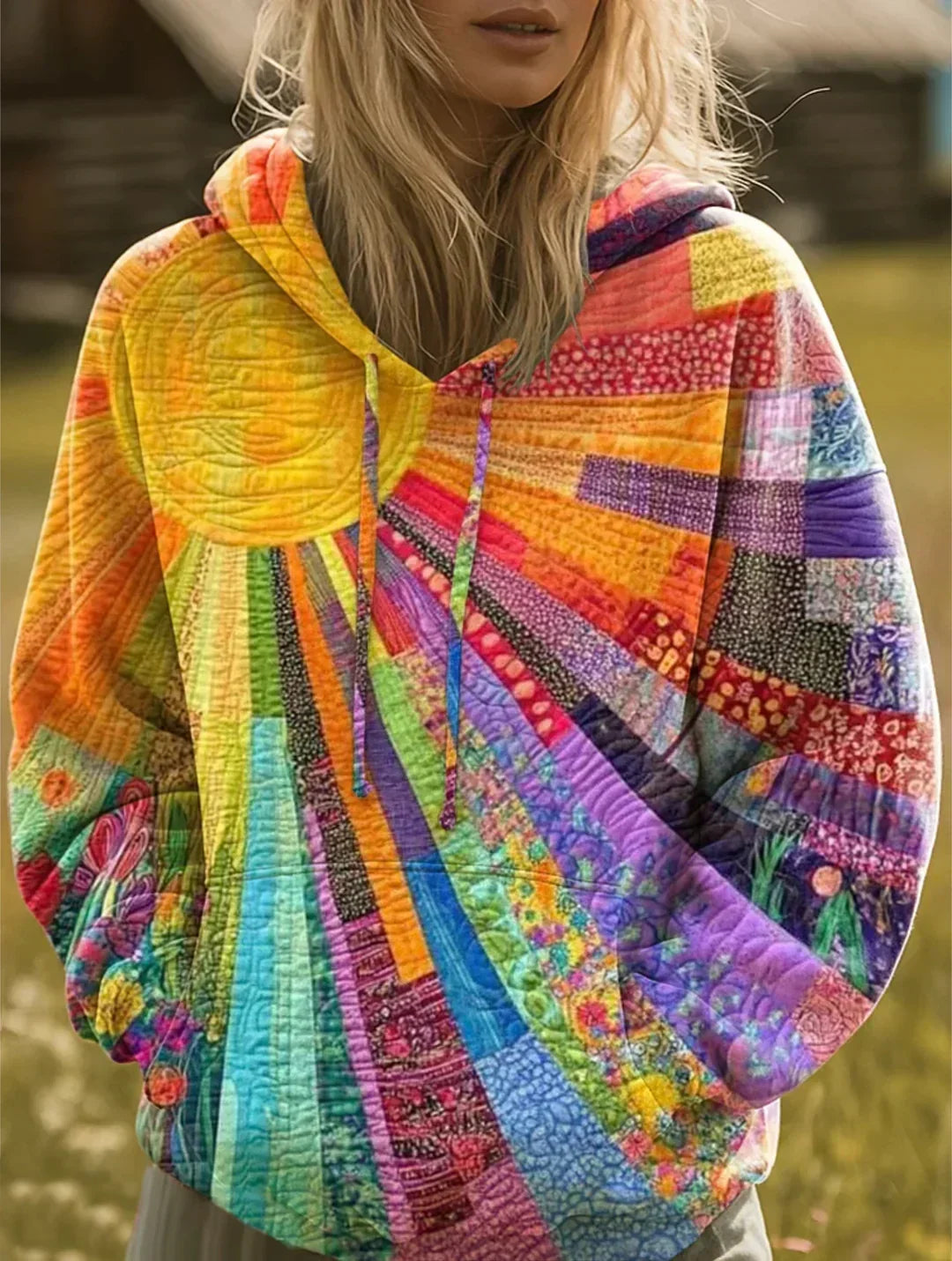 Moxley™ Aurora Luxe Multicoloured Patchwork Hoodie