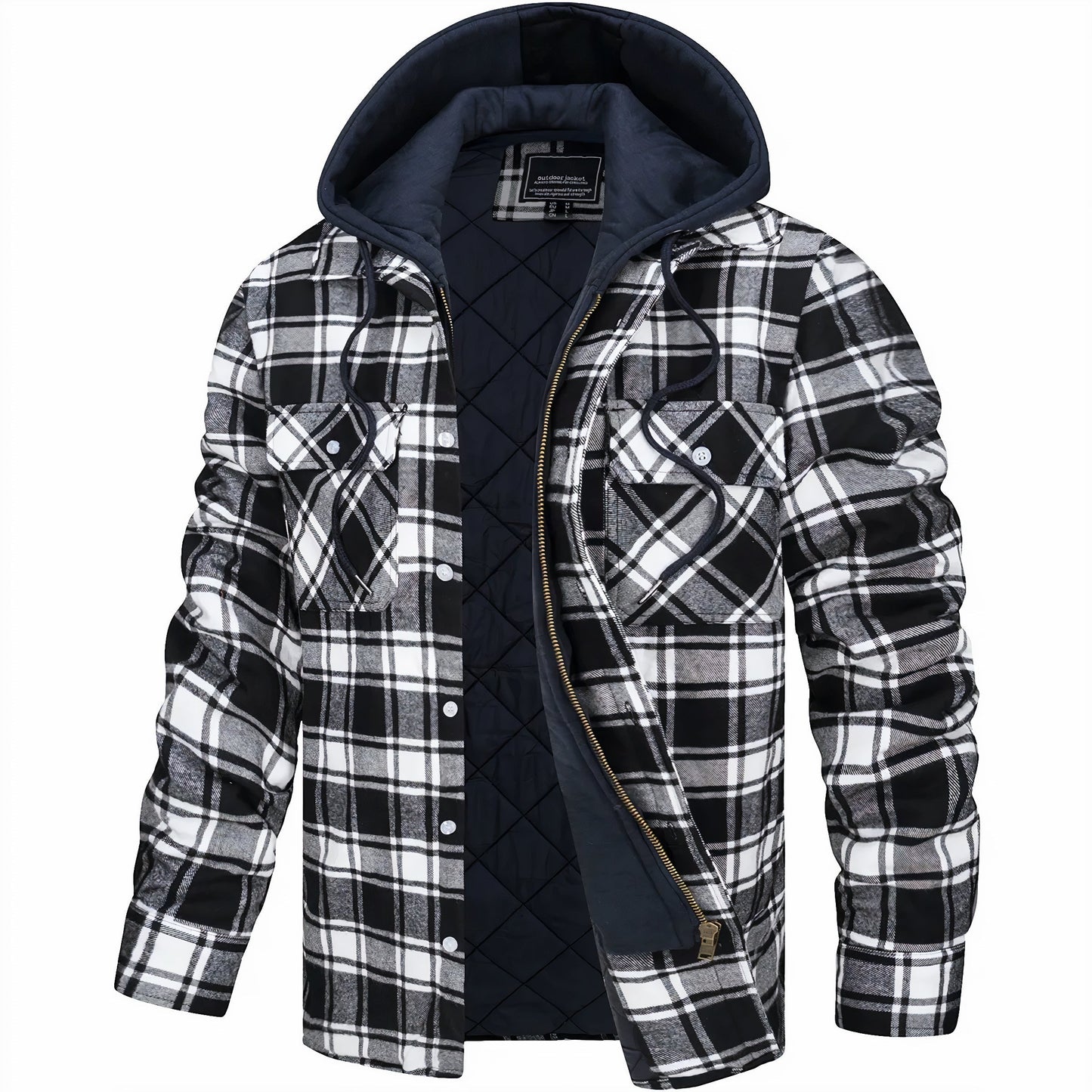 Moxley™ Luxe Checked Jacket with Elegant Zip Detail